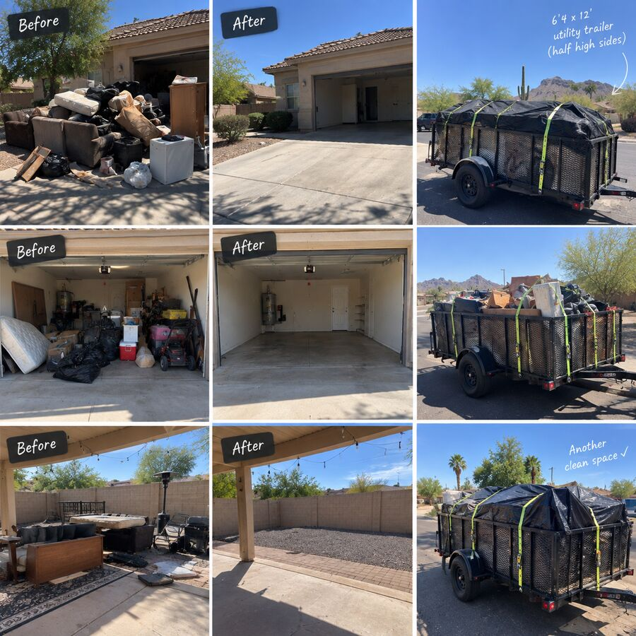 Before and after junk removal cleanout project